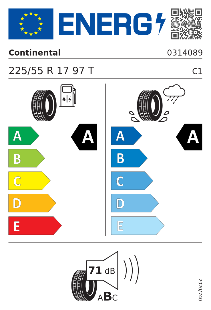 Etykieta opony Continental EcoContact 7 225/55R17 97T Volkswagen