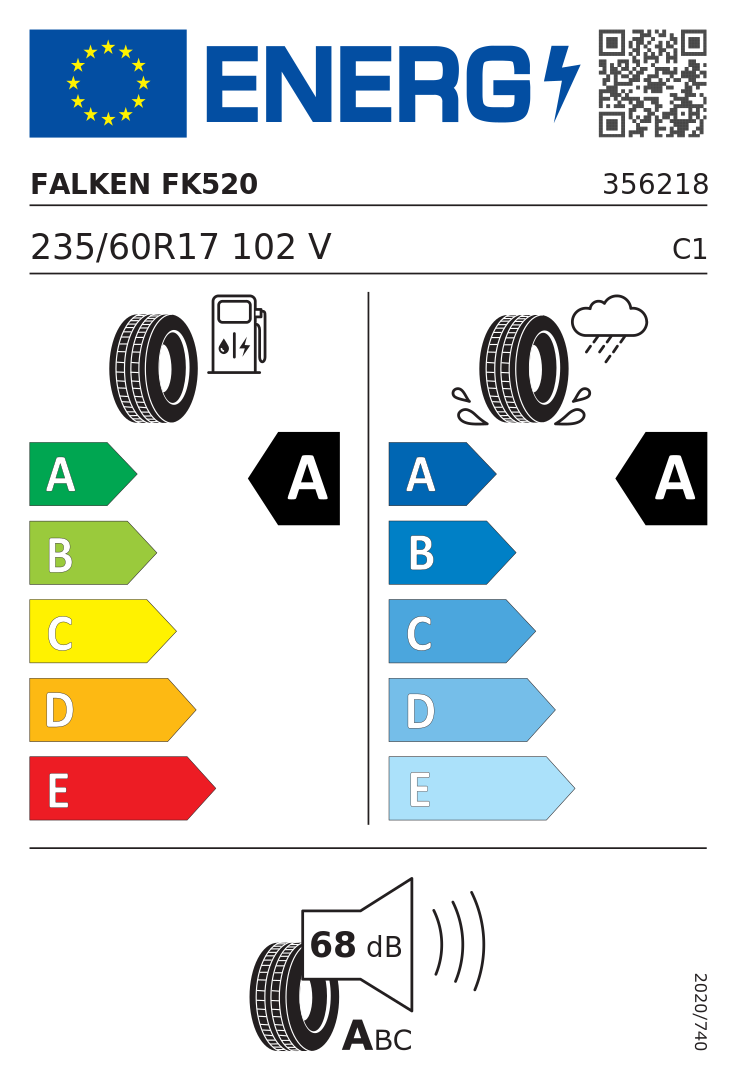 Etykieta opony Falken AZENIS FK520 235/60R17 102V