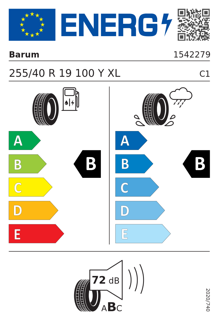 Etykieta opony Barum BRAVURIS 6 255/40R19 100Y XL