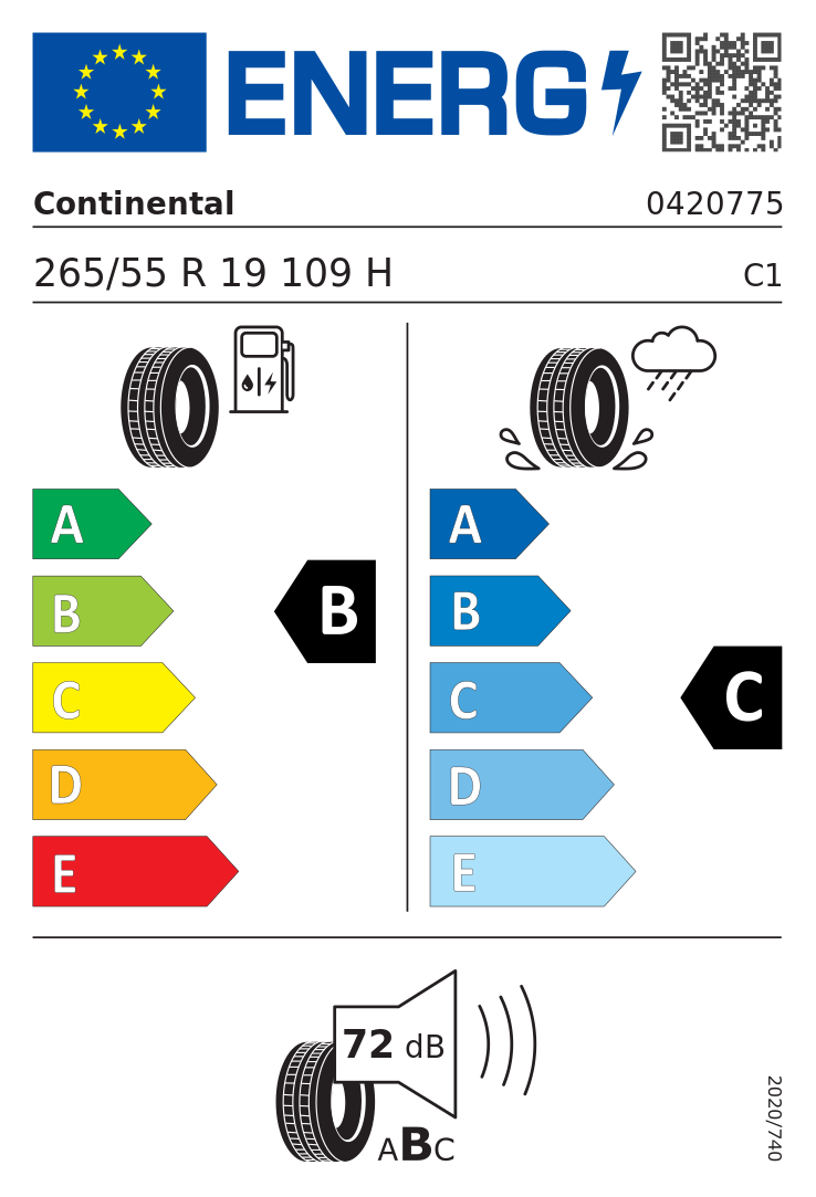 Etykieta opony Continental CrossContact RX 265/55R19 109H