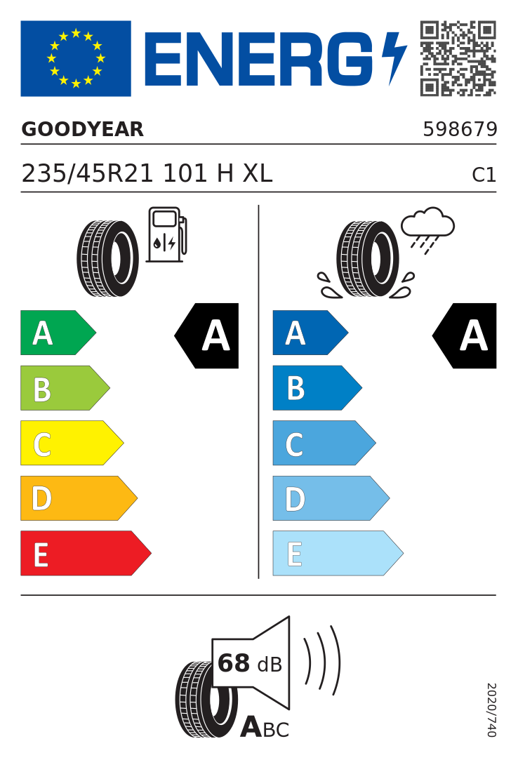Etykieta opony Goodyear EAGLE F1 ASYMMETRIC 6 235/45R21 101H XL