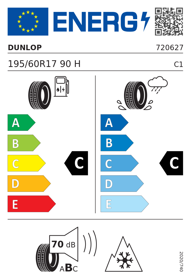 Etykieta opony Dunlop WINTER 195/60R17 90H