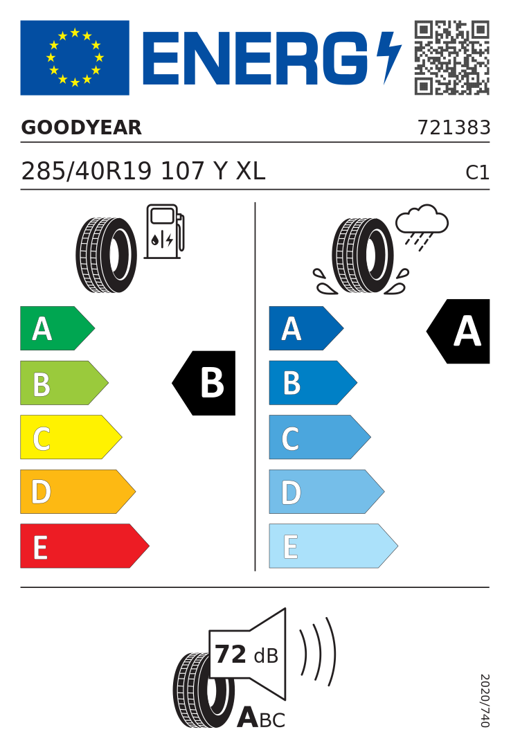 Etykieta UE Goodyear EAGLE F1 ASYMMETRIC 6 285/40R19 107Y XL FR