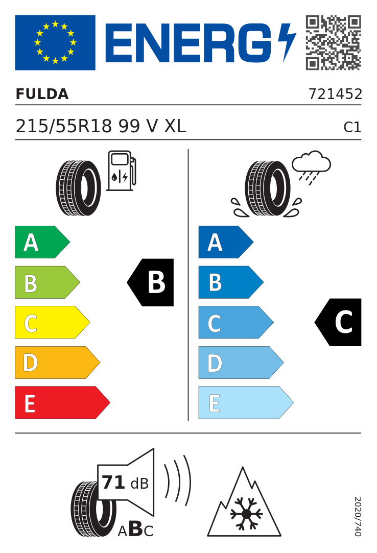 Etykieta opony Fulda MULTICONTROL 215/55R18 99V XL