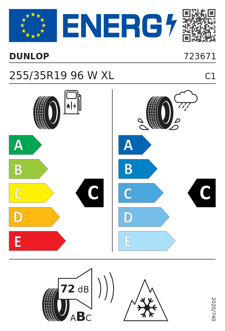 Etykieta UE Dunlop WINTER 255/35R19 96W XL FR