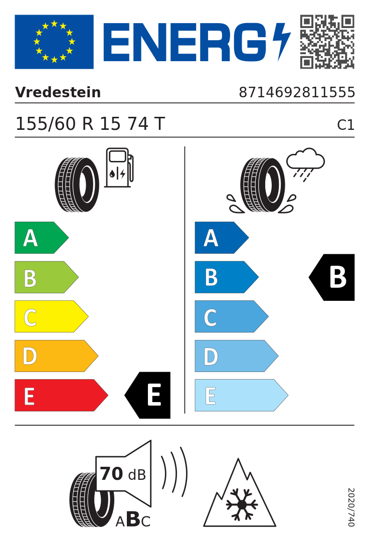 Etykieta opony Vredestein Quatrac 155/60R15 74T