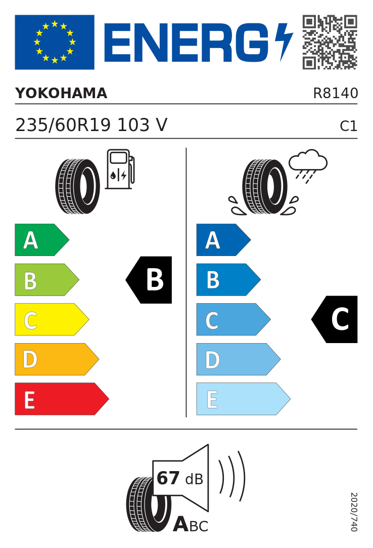Etykieta opony Yokohama ADVAN V61 235/60R19 103V