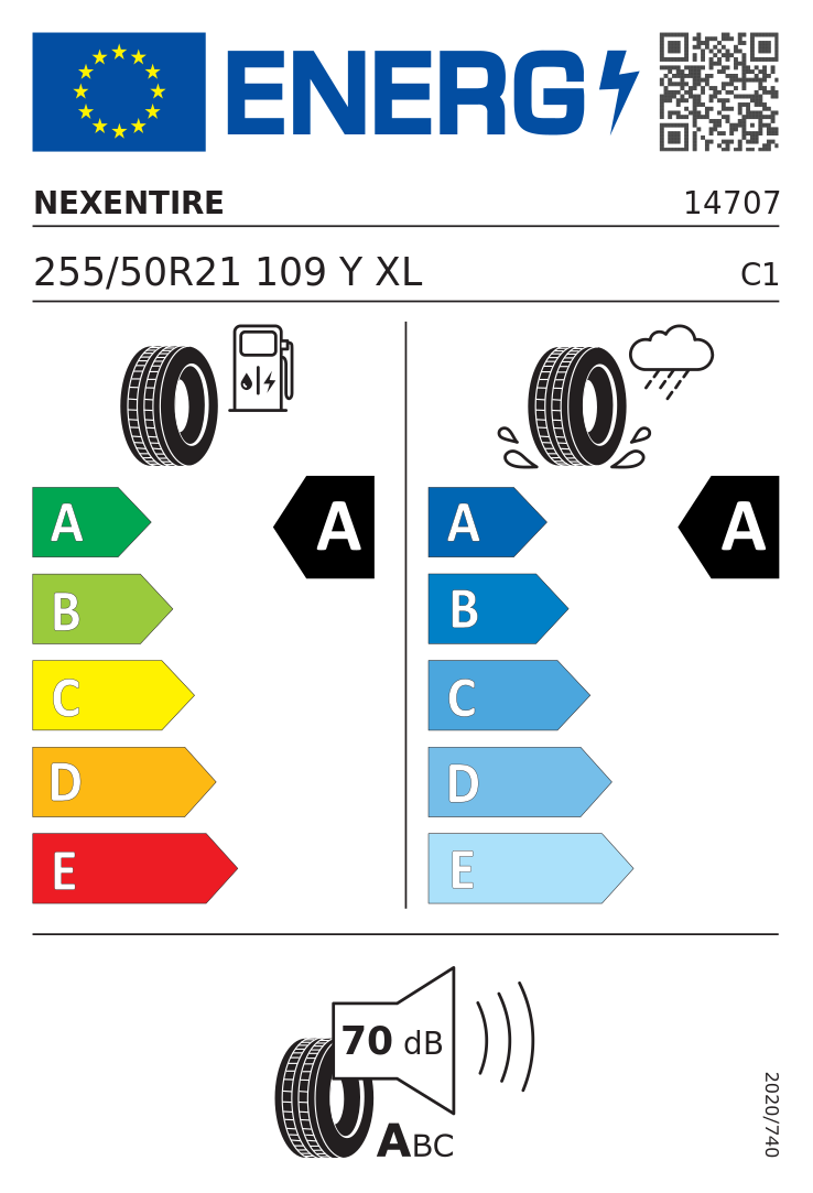 Etykieta opony Nexen N'Fera Sport 255/50R21 109Y XL BMW