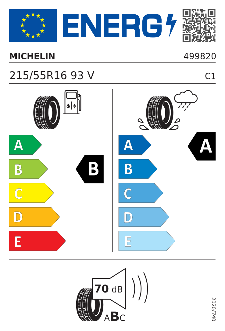 Etykieta opony Michelin PRIMACY 5 215/55R16 93V