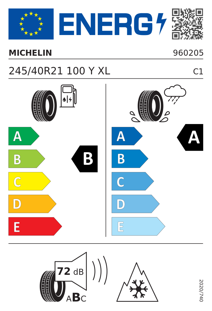Etykieta opony Michelin CROSSCLIMATE 3 SPORT 245/40R21 100Y XL