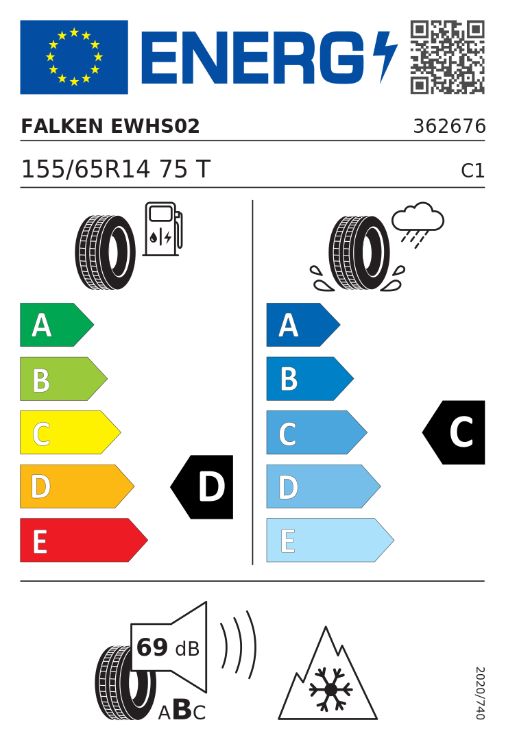 Etykieta UE Falken EUROWINTER HS02 155/65R14 75T