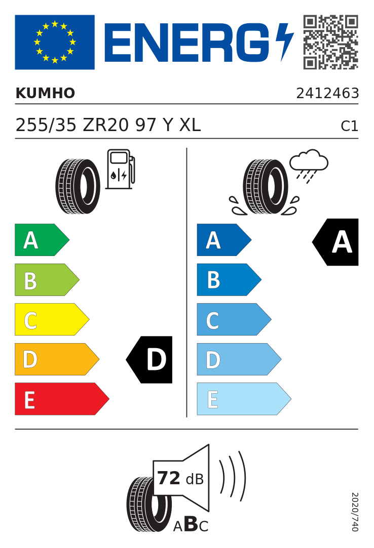 Etykieta UE Kumho ECSTA PS71 255/35R20 97Y XL FR