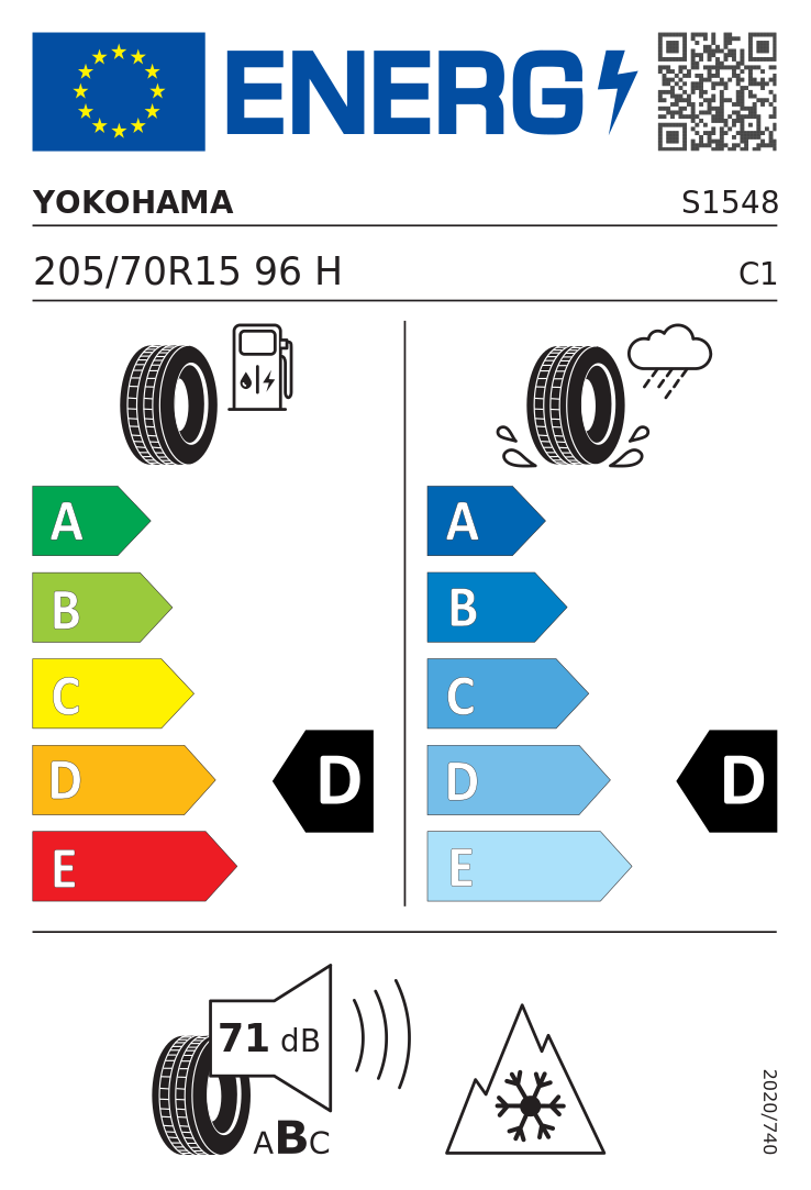 Etykieta UE Yokohama GEOLANDAR A/T4 G018 205/70R15 96H