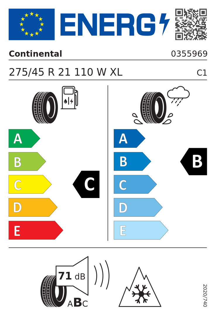 Etykieta UE Continental WinterContact TS 870 P 275/45R21 110W XL FR