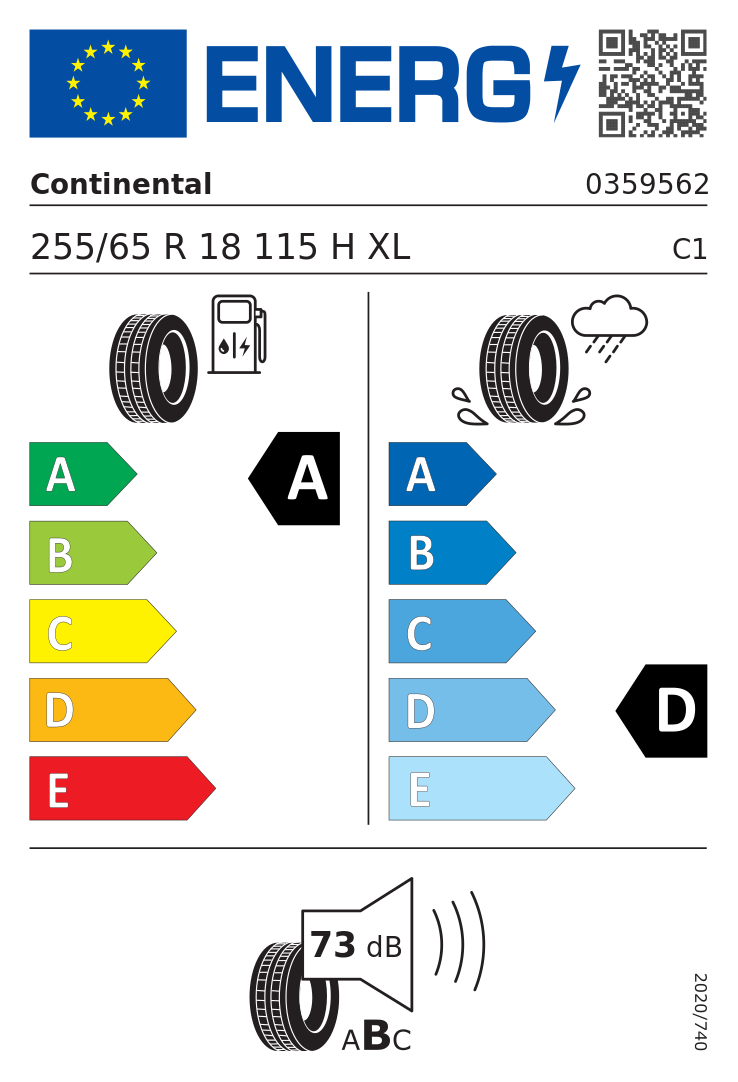 Etykieta opony Continental ContiCrossContact LX 2 255/65R18 115H XL