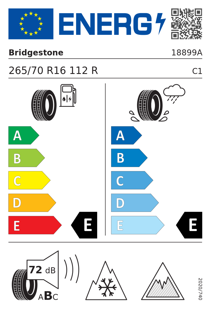 Etykieta UE Bridgestone Blizzak DM-V3 265/70R16 112R