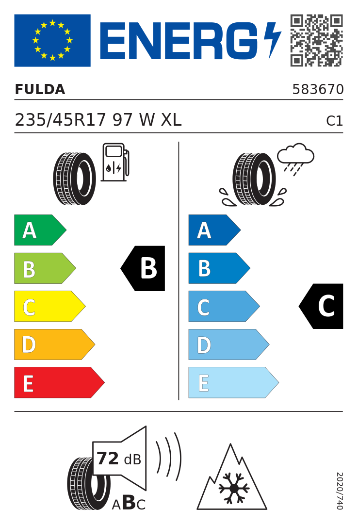 Etykieta opony Fulda MULTICONTROL 235/45R17 97W XL