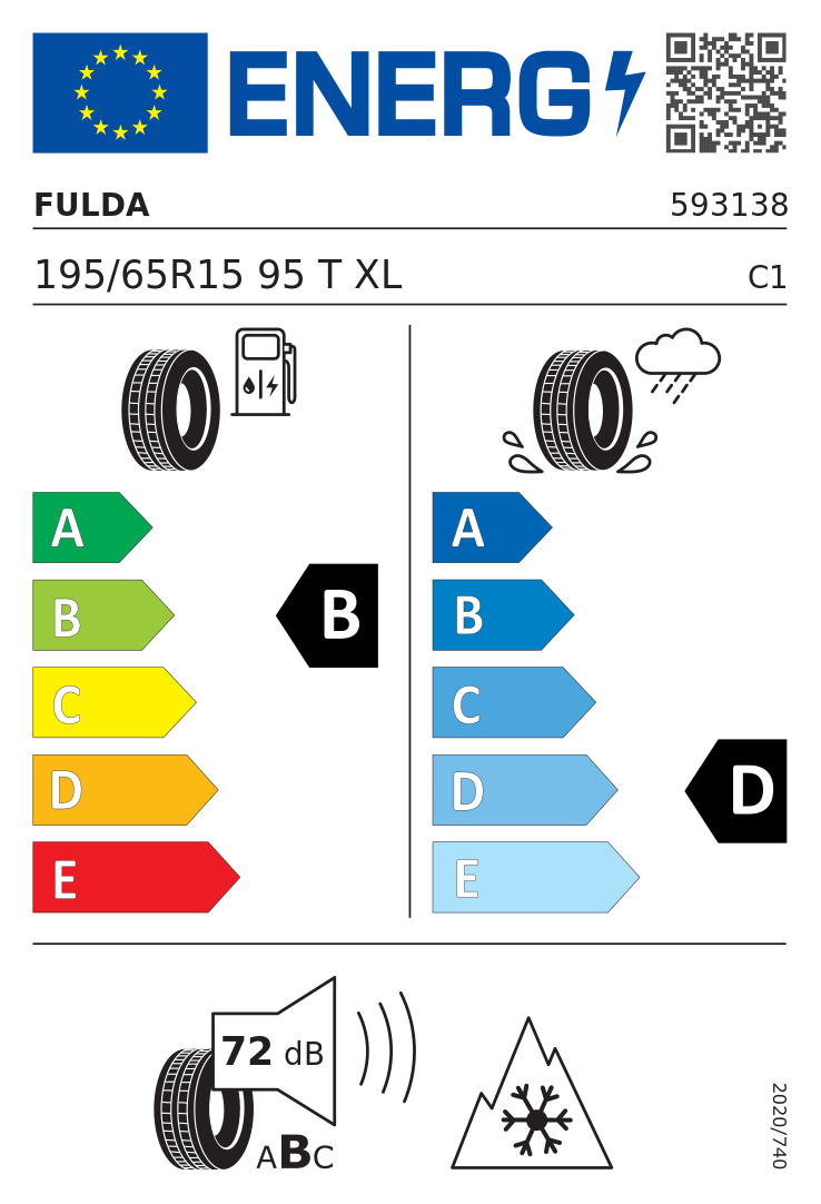 Etykieta opony Fulda KRISTALL MONTERO 3 195/65R15 95T XL