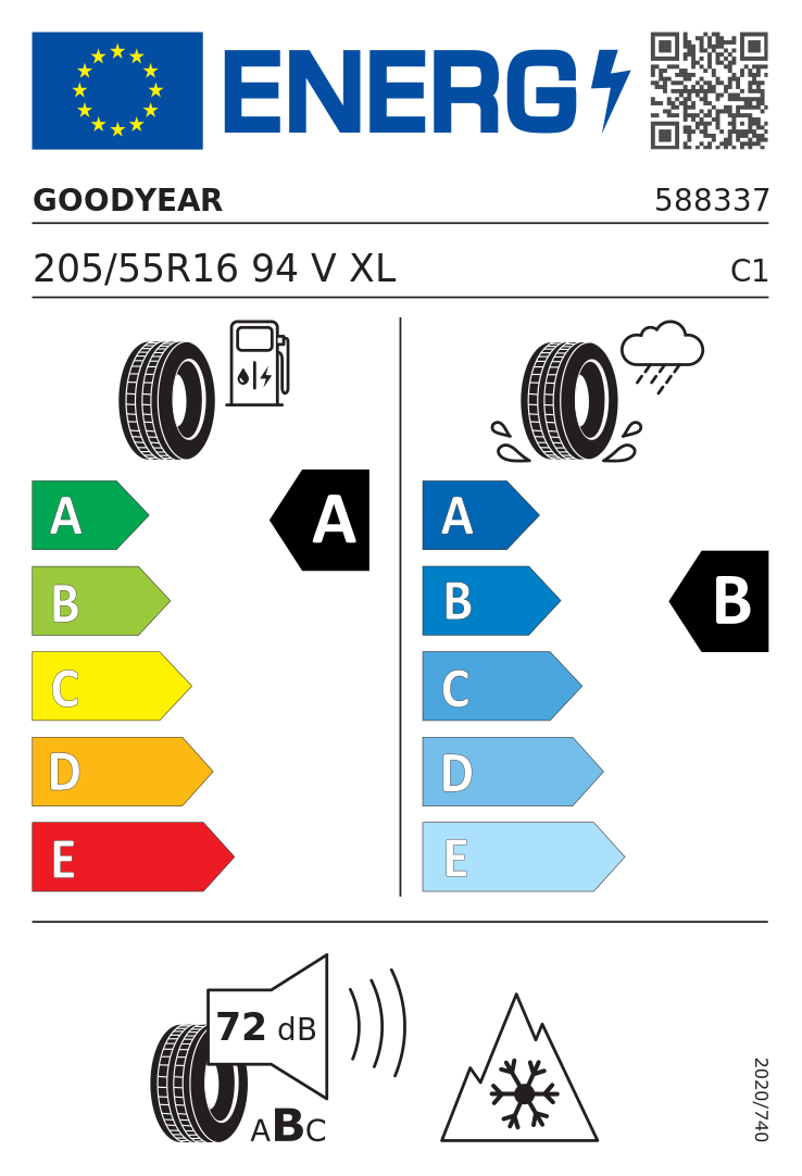Etykieta UE Goodyear VECTOR 4SEASONS GEN-3 205/55R16 94V XL