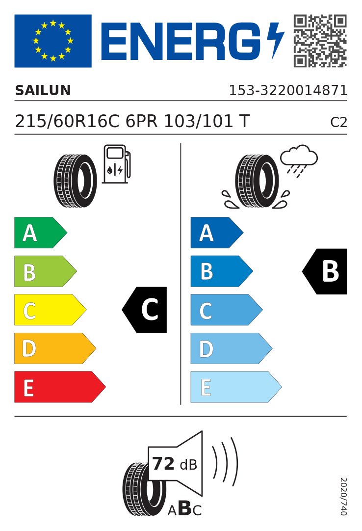 Etykieta UE Sailun COMMERCIO PRO 215/60R16C 103T