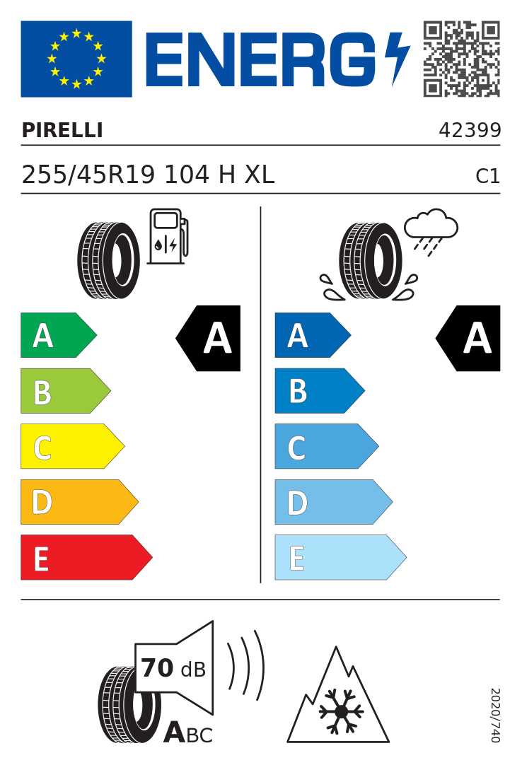 Etykieta opony Pirelli Scorpion All Season SF2 255/45R19 104H XL Volvo