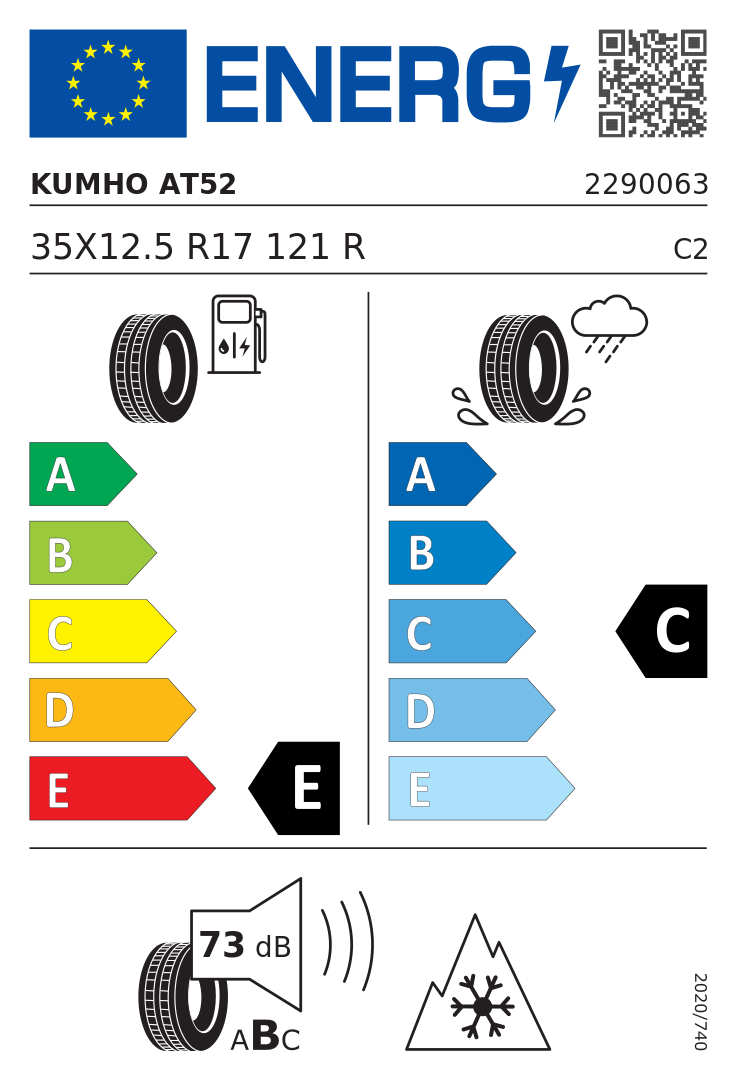Etykieta UE Kumho Road Venture AT52 35X12.50R17 121R