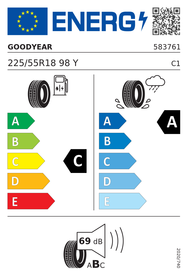 Etykieta UE Goodyear EAGLE F1 ASYMMETRIC 6 225/55R18 98Y FR