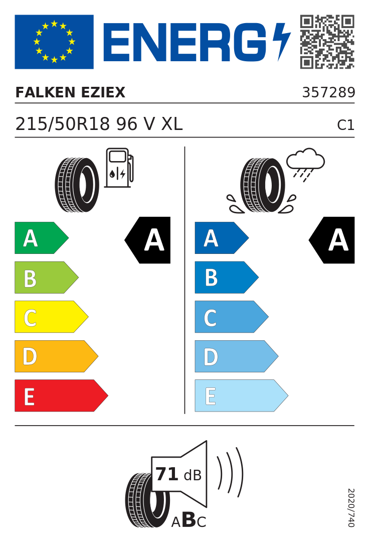Etykieta opony Falken e.ZIEX 215/50R18 96V XL