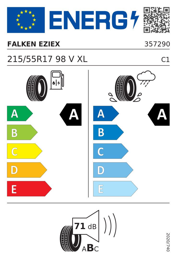 Etykieta opony Falken e.ZIEX 215/55R17 98V XL