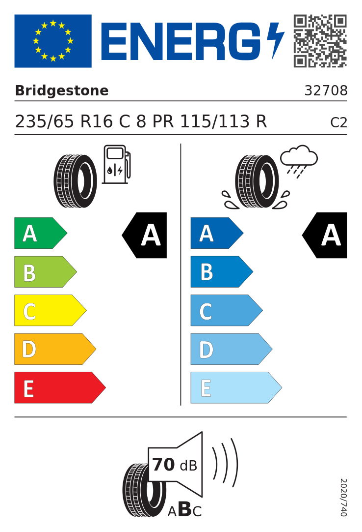 Etykieta opony Bridgestone Duravis R660 ECO 235/65R16C 115R