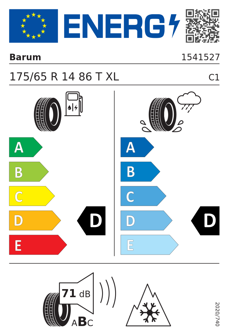 Etykieta UE Barum POLARIS 6 175/65R14 86T XL