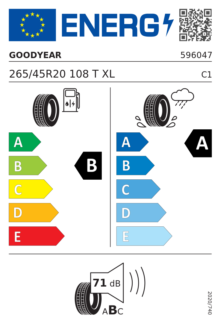 Etykieta UE Goodyear EAGLE F1 ASYMMETRIC 6 265/45R20 108T XL FR