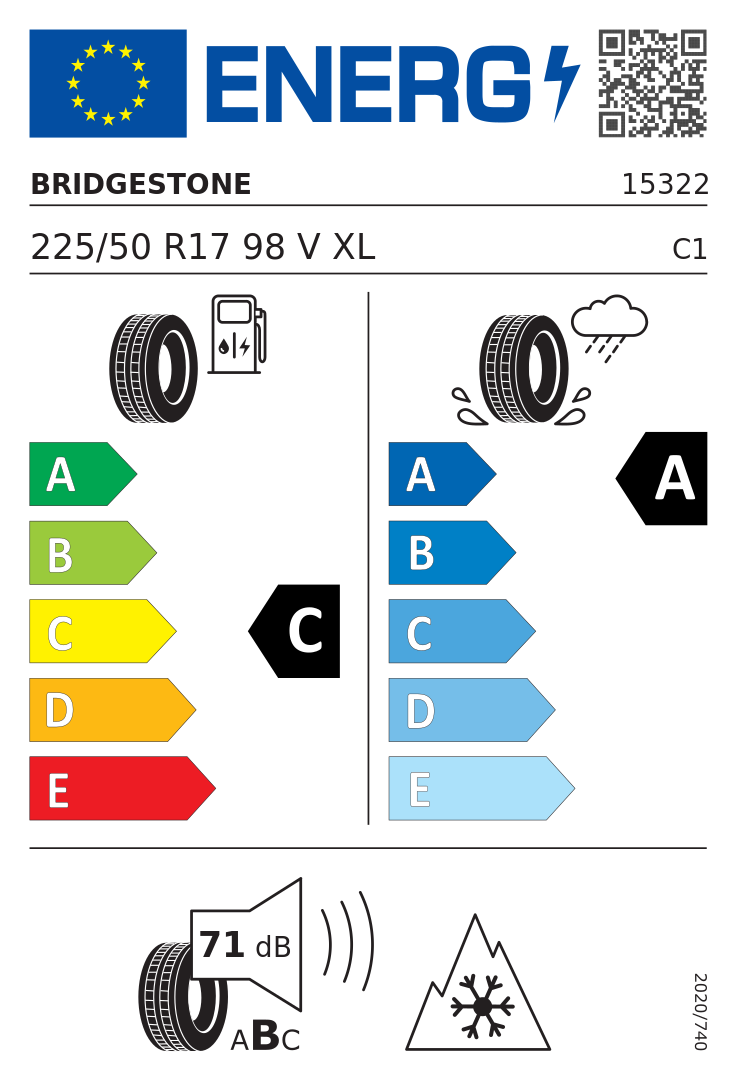 Etykieta UE Bridgestone Blizzak LM005 225/50R17 98V XL