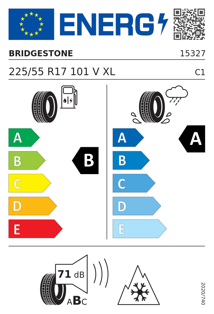 Etykieta UE Bridgestone Blizzak LM005 225/55R17 101V XL