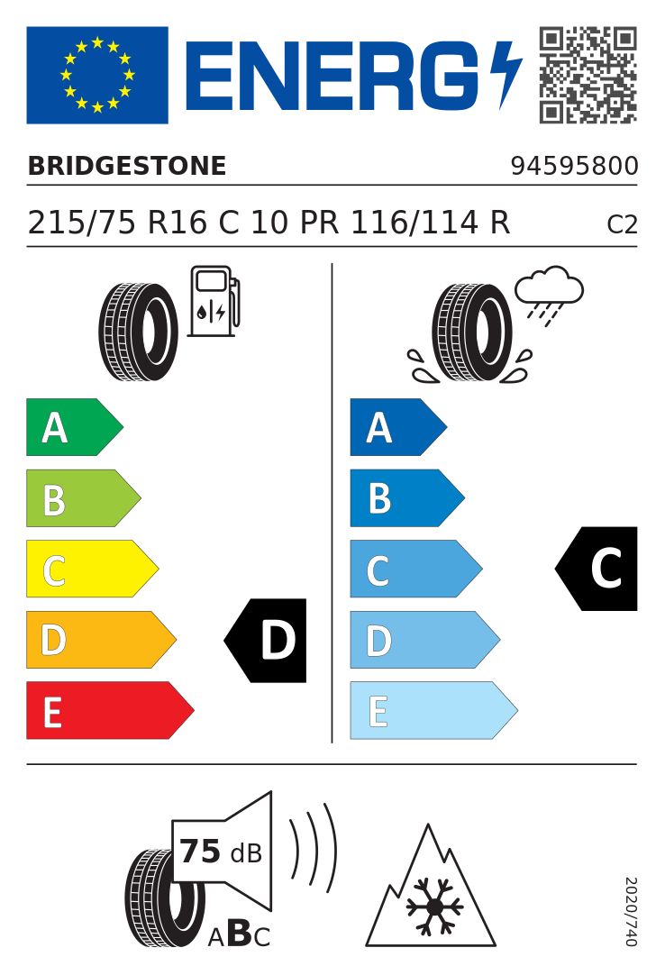 Etykieta opony Bridgestone Blizzak W810 215/75R16C 116R