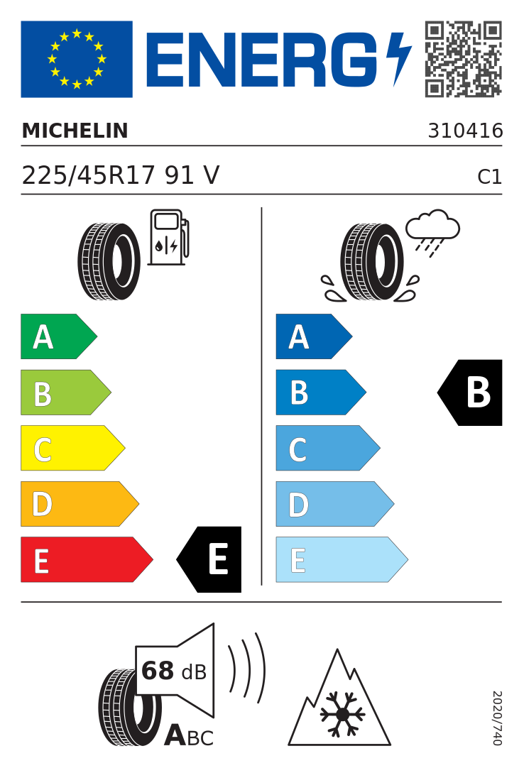 Etykieta opony Michelin ALPIN 5 225/45R17 91V Run Flat