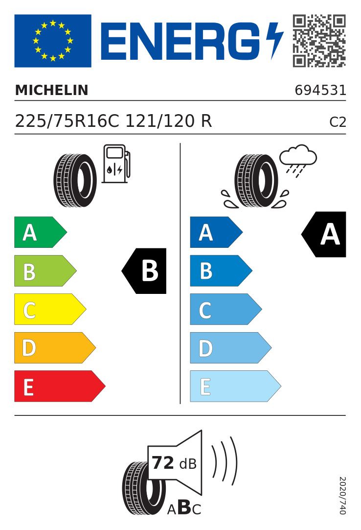 Etykieta opony Michelin AGILIS 3 225/75R16C 121R