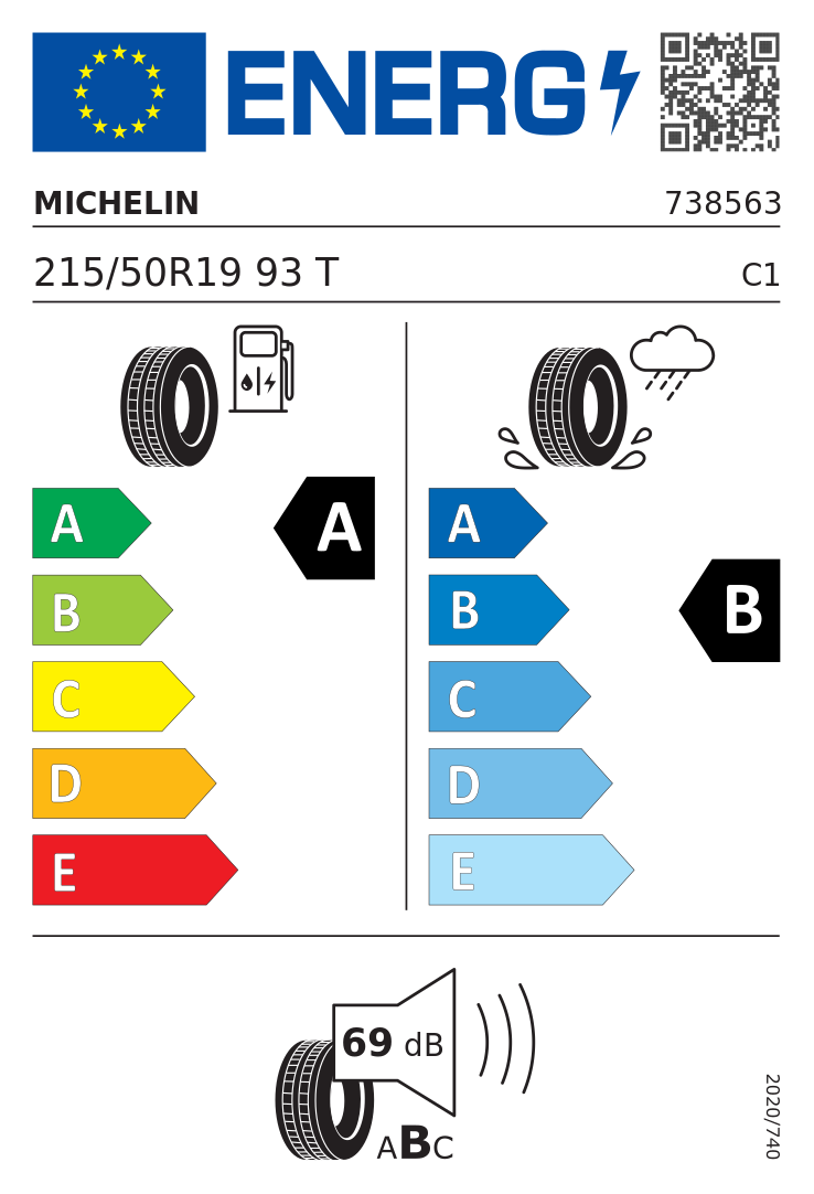 Etykieta opony Michelin E PRIMACY 215/50R19 93T