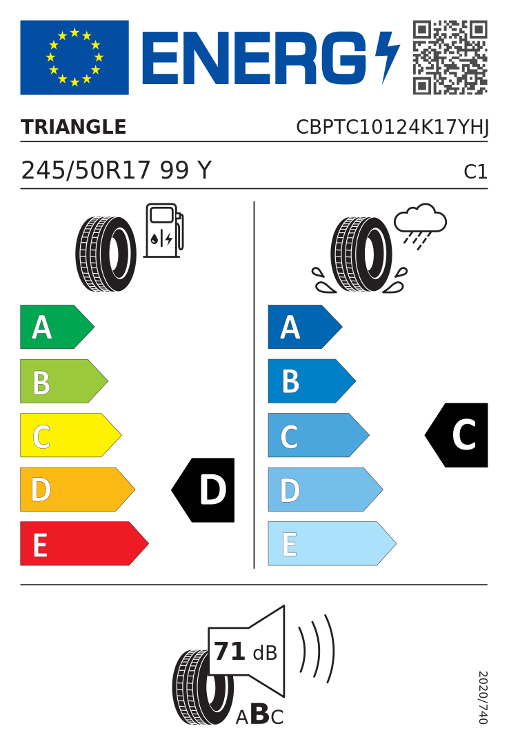 Etykieta opony Triangle Advantex 245/50R17 99Y