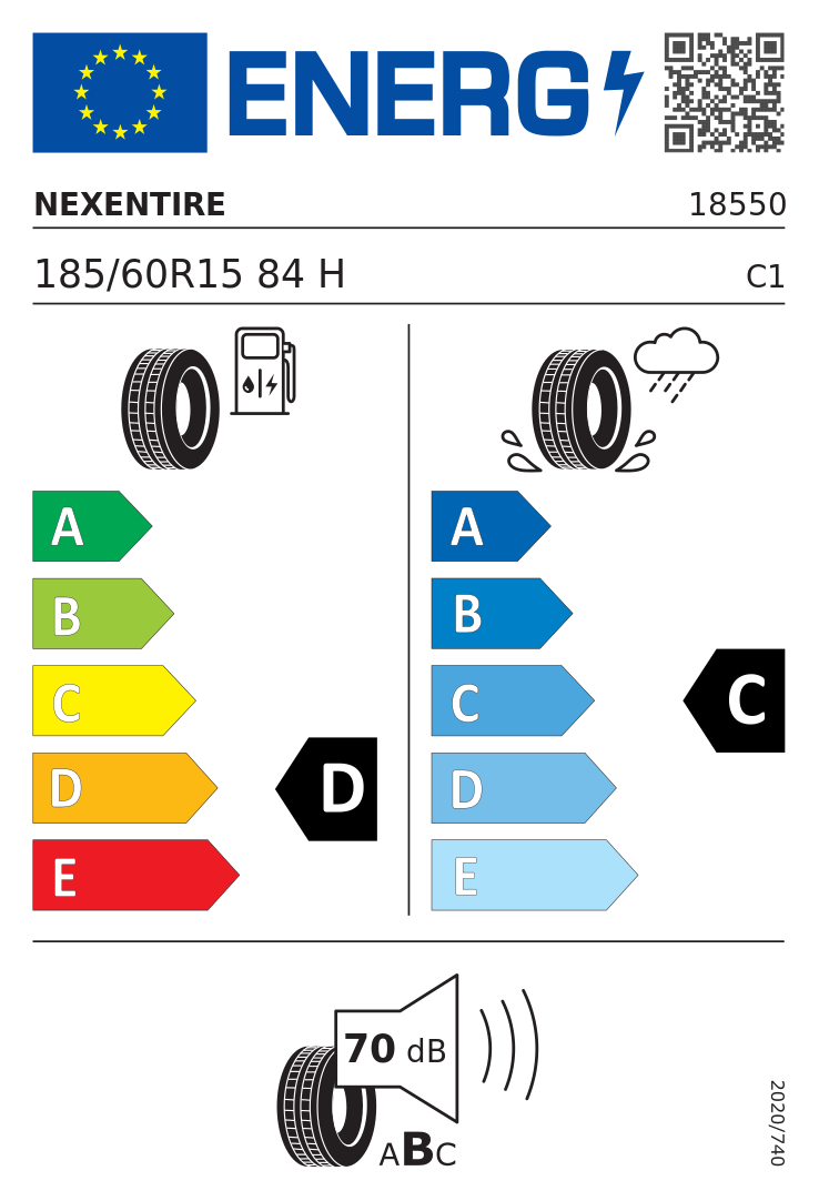 Etykieta UE Nexen N'Blue HD Plus 185/60R15 84H