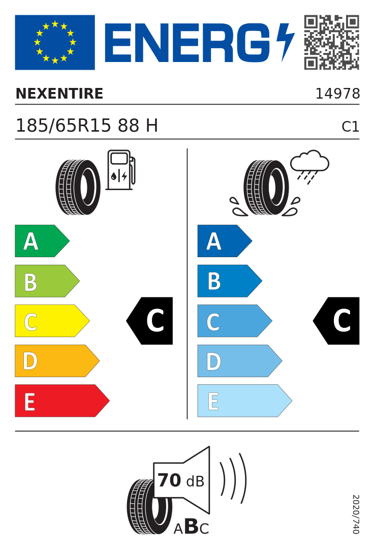 Etykieta UE Nexen N'Blue HD Plus 185/65R15 88H FR