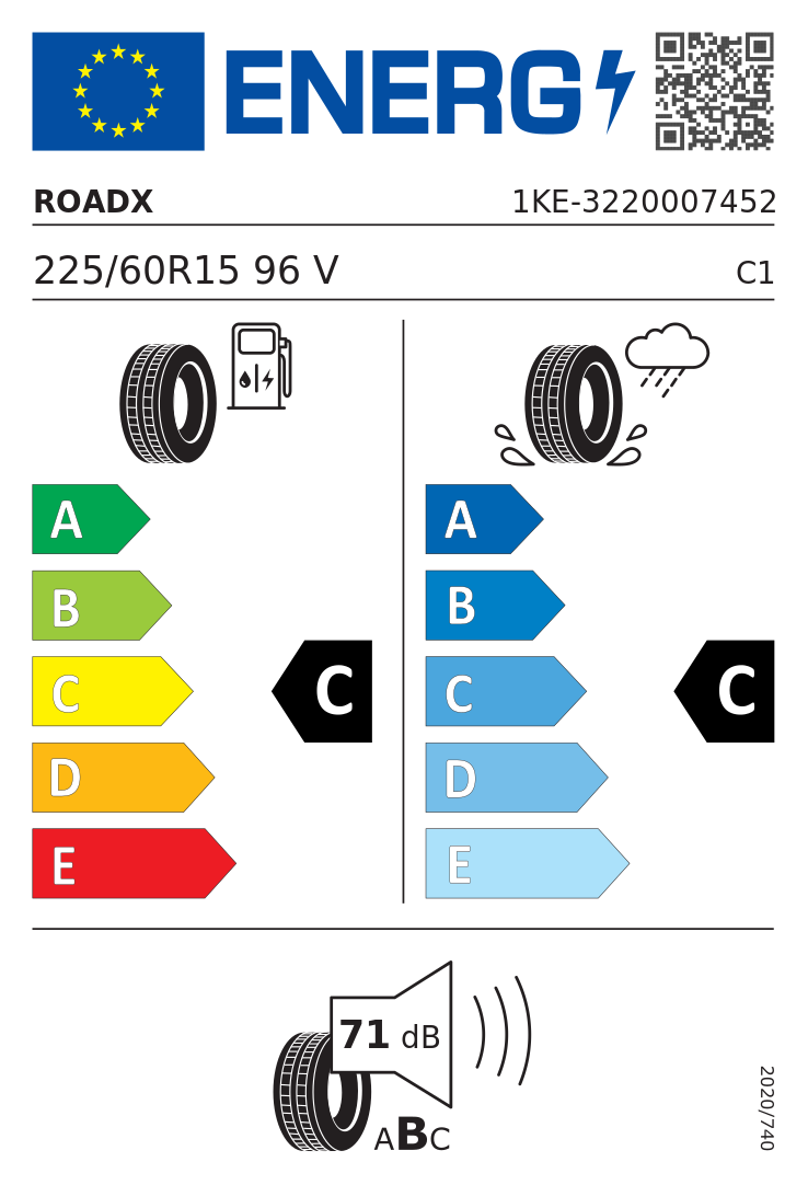 Etykieta UE RoadX RXMOTION H12 225/60R15 96V