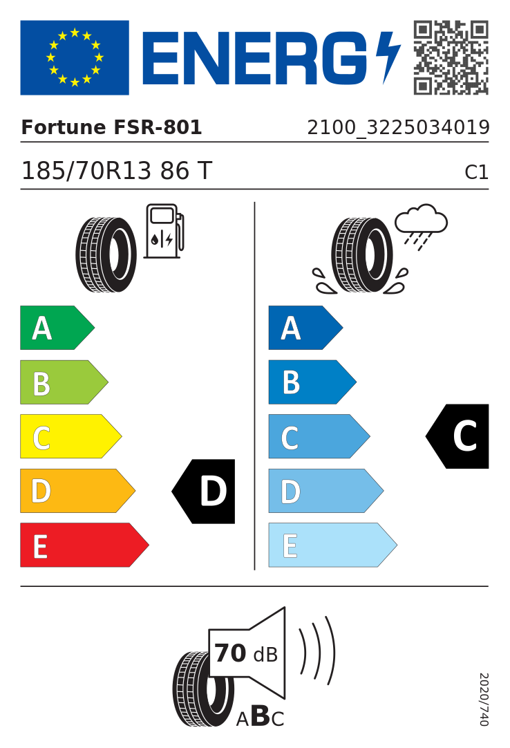 Etykieta opony Fortune FSR801 185/70R13 86T