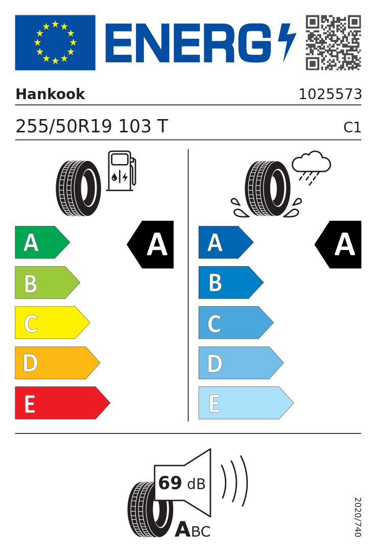 Etykieta opony Hankook Ventus S1 evo3 ev K127E 255/50R19 103T Volkswagen