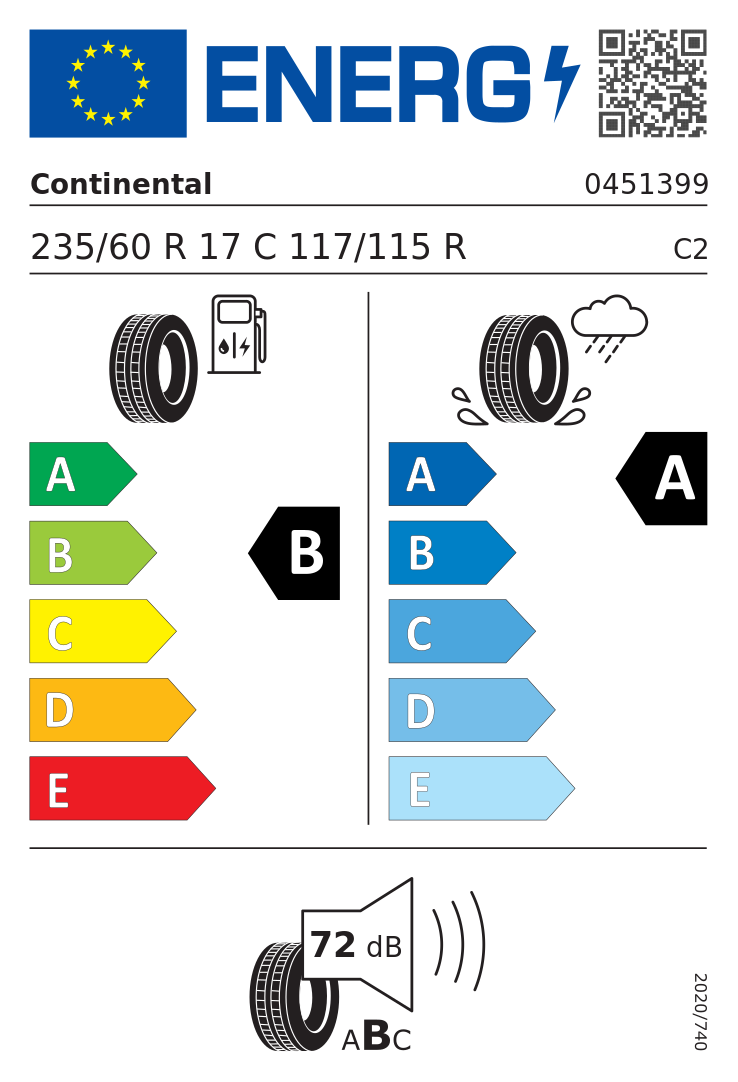 Etykieta opony Continental ContiVanContact 200 235/60R17C 117R