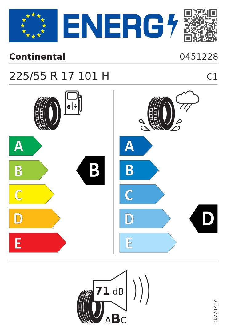Etykieta opony Continental VancoFourSeason 225/55R17C 101H XL
