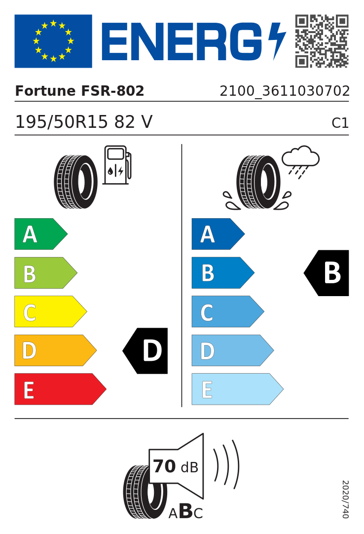 Etykieta opony Fortune FSR802 195/50R15 82V