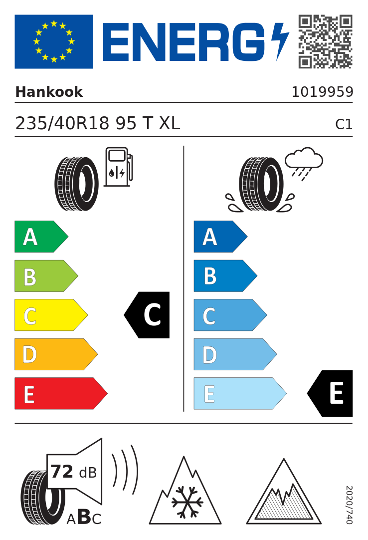 Etykieta opony Hankook Winter i*cept IZ2 W616 235/40R18 95T XL