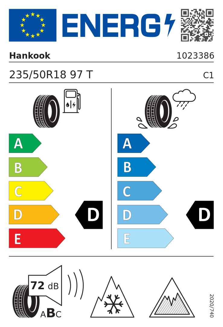 Etykieta opony Hankook Winter i*cept X RW10 235/50R18 97T