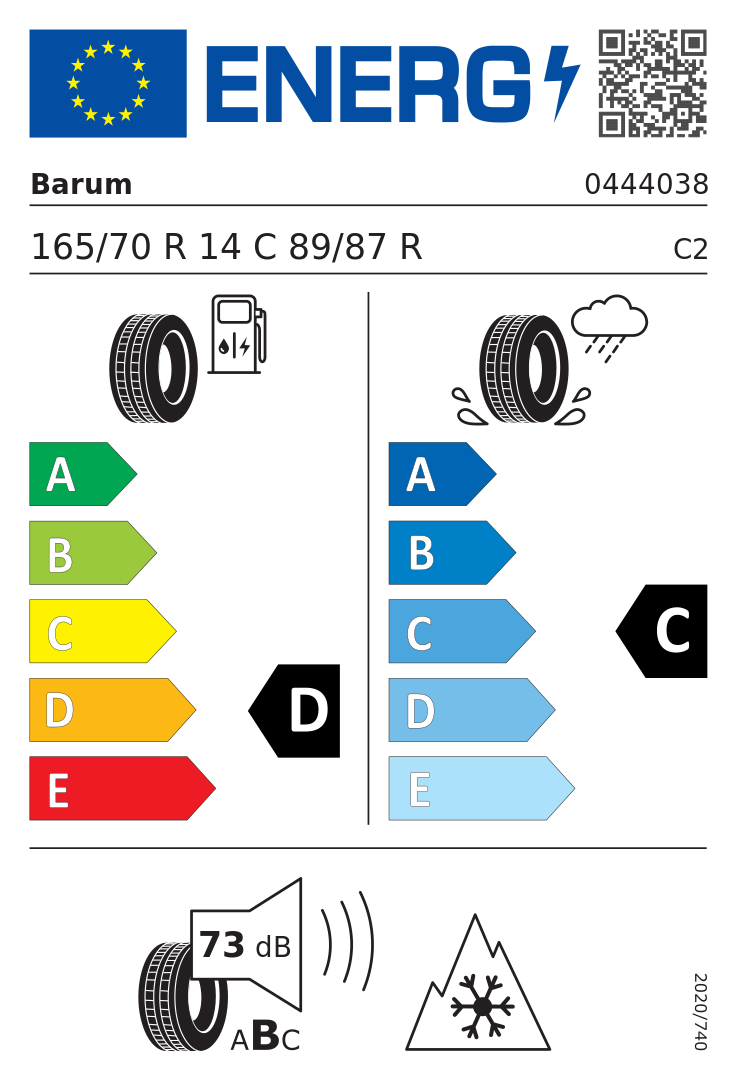 Etykieta opony Barum SnoVanis 2 165/70R14C 89R